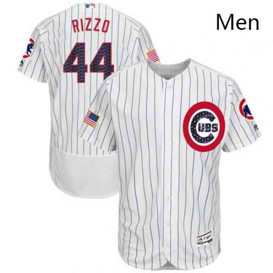 Mens Majestic Chicago Cubs 44 Anthony Rizzo White Stars Stripes Authentic Collection Flex Base MLB Jersey